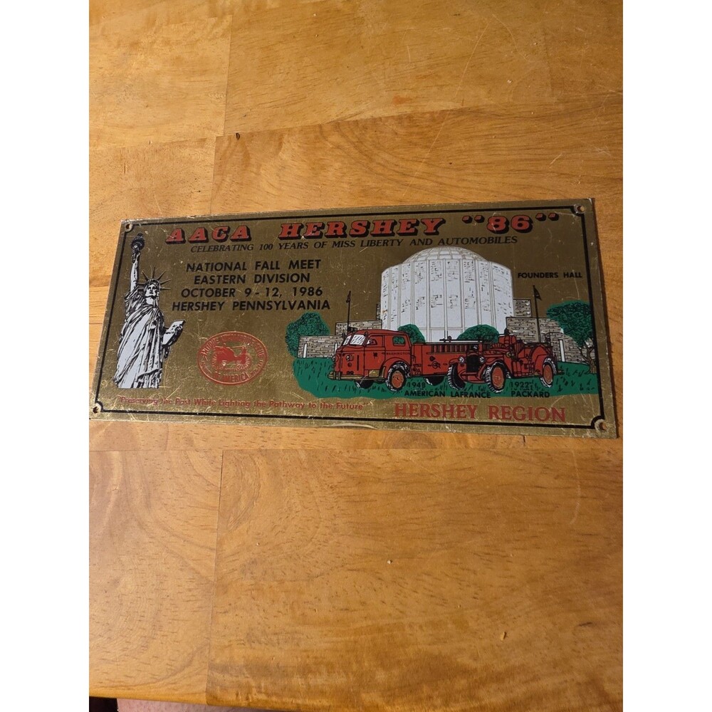 1986 AACA Hershey 86 National Meet Plaque Metal PA 100 Years